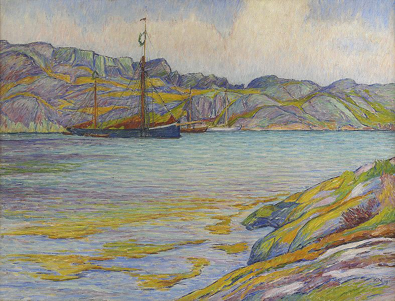 Boats by a cliff, Kyrkesund